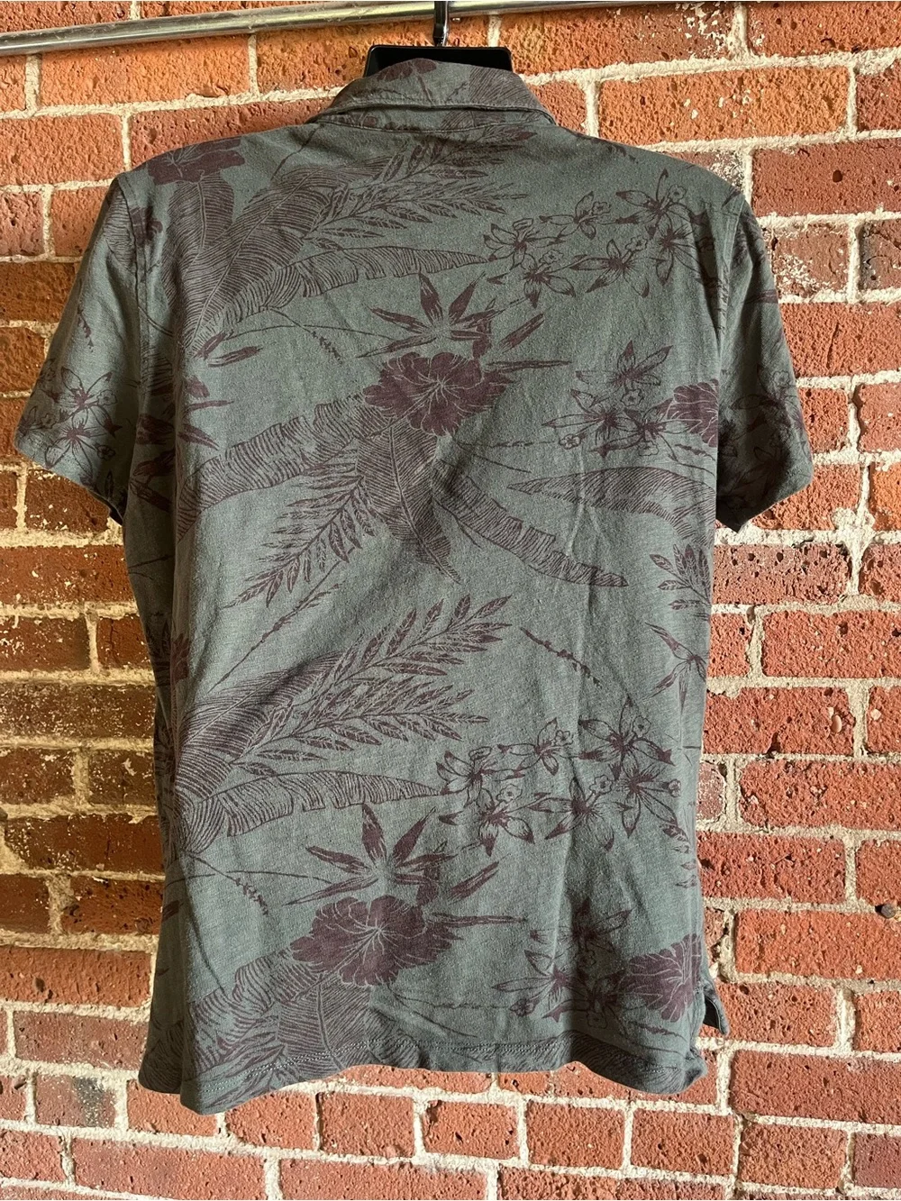 J. Crew Olive Green Floral Short Sleeve Polo